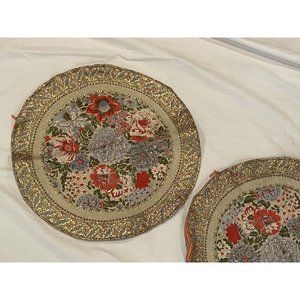 Vintage Handmade Round Pillow Case Covers Festive Retro Fabric 16.5” Diameter